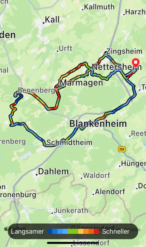 Mal schneller, mal langsamer, Rennradstrecke der Reibekuchenfahrt zum Saisonende Mitte Oktober ´22 inklusive Anfahrt vom Wohnort des Guides Christoph. 